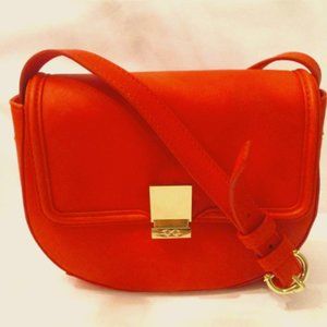 NEW Orange Leather Round Crossbody Purse